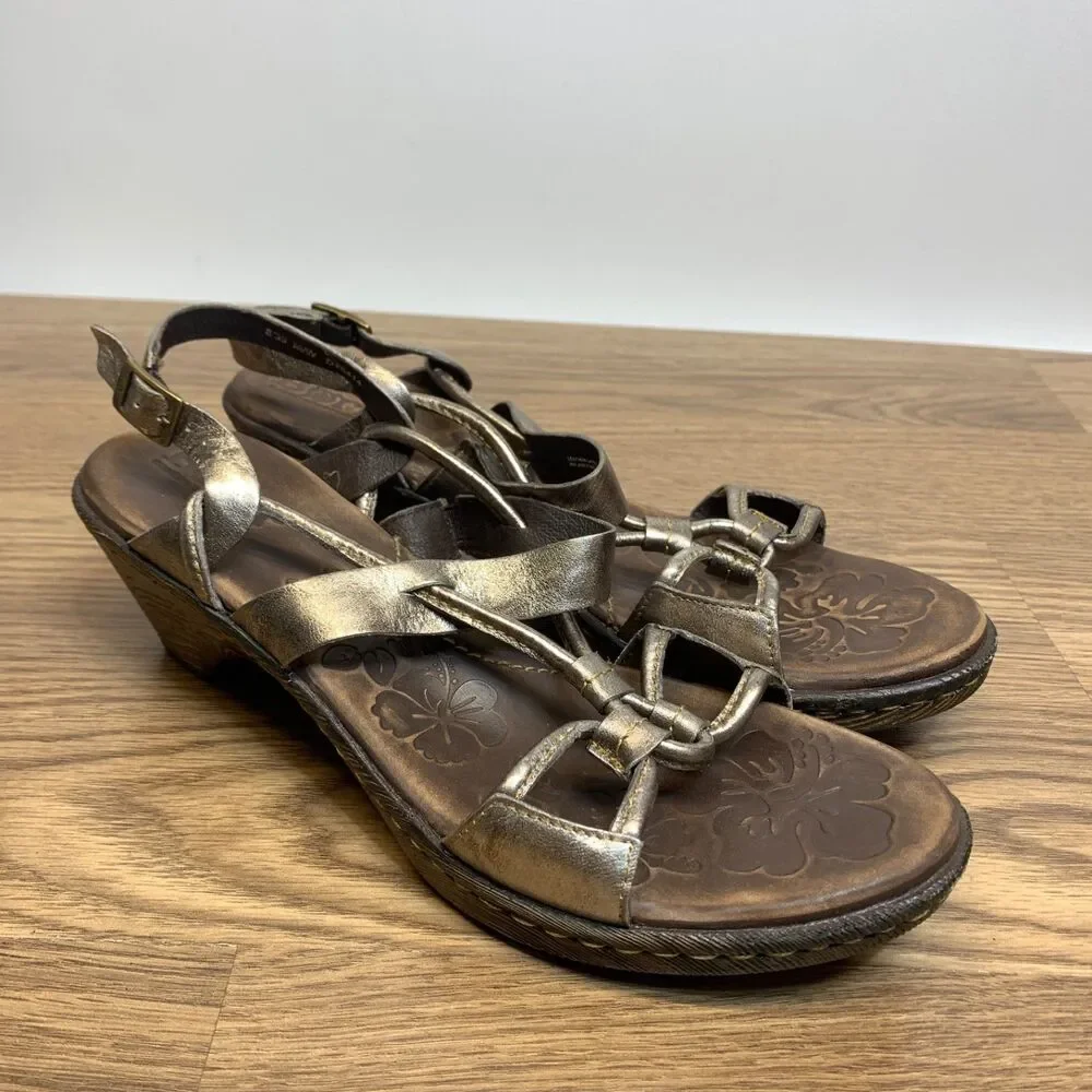 Born‎ Sandals Womens 8 M Pamati Seda Metallic Strappy Slingback D26414 Brown